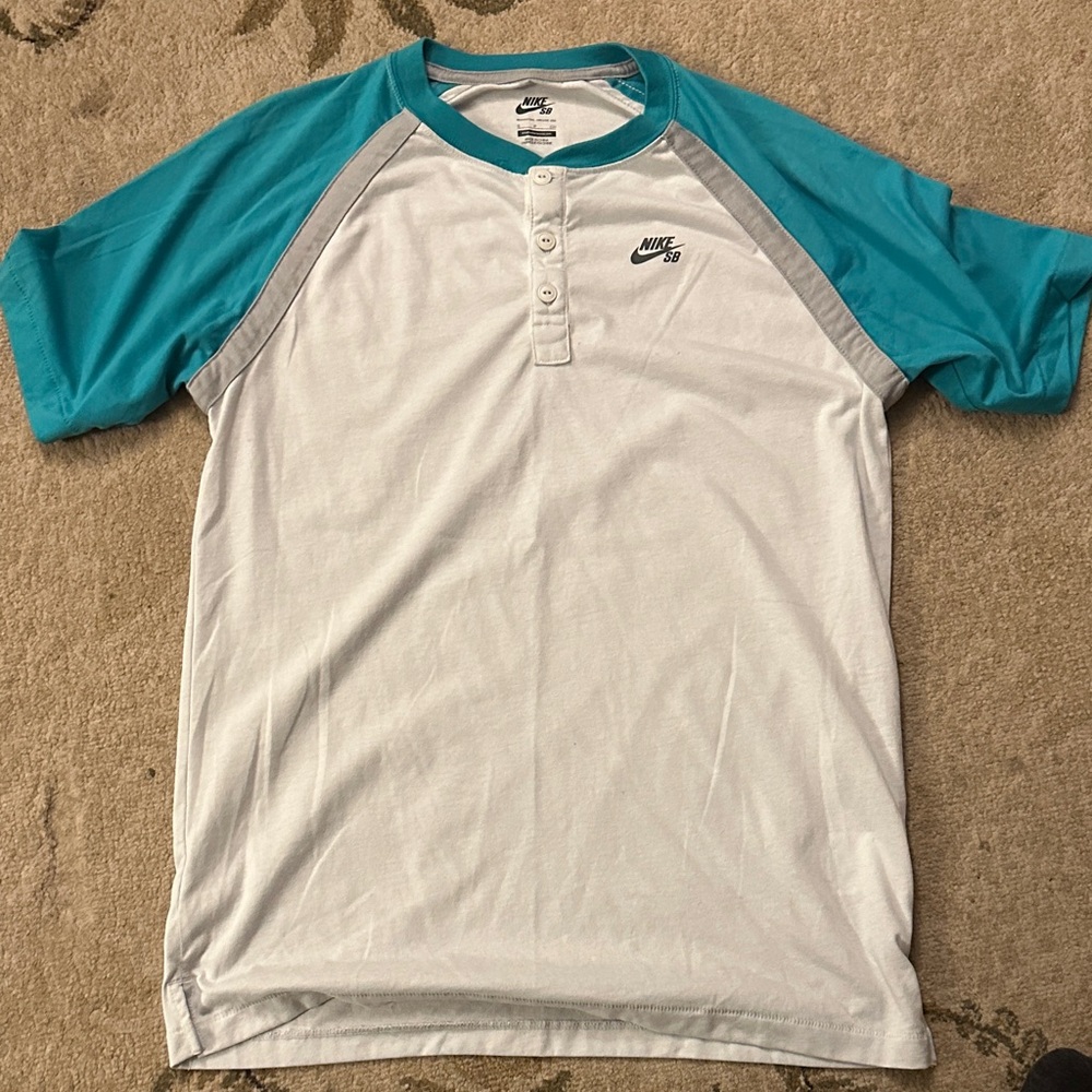 Nike Men's Blue and Gray Henley Tee
